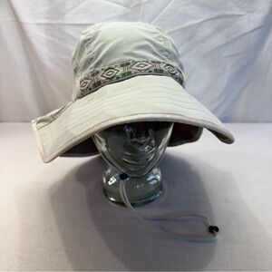 Beige Sun Hat with Patterned Band by Sun Day Afternoon - Size Large